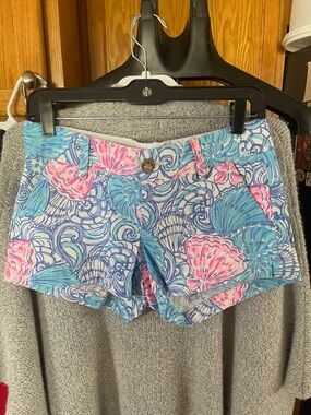 Lilly Pulitzer Shorts 0 Blue Haven Raising Shells Beachy Vacation
